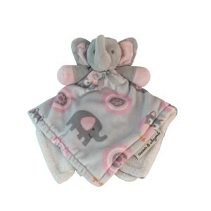 Blankets & Beyond Gray Elephant Lovey 14in Pink Owl Security Blanket